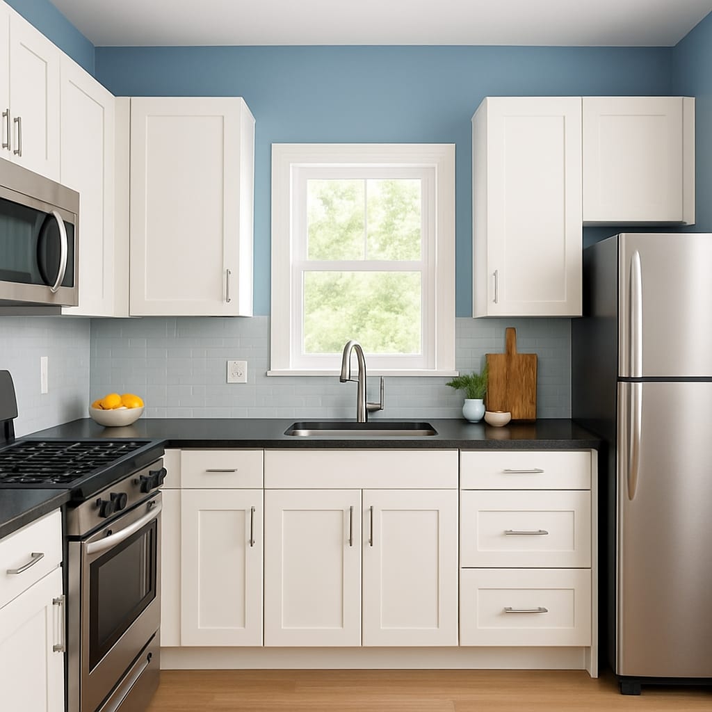 Painted kitchen cabinets and walls