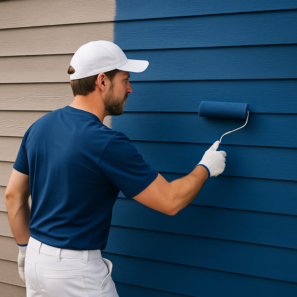 Exterior wood siding painted in deep colour
