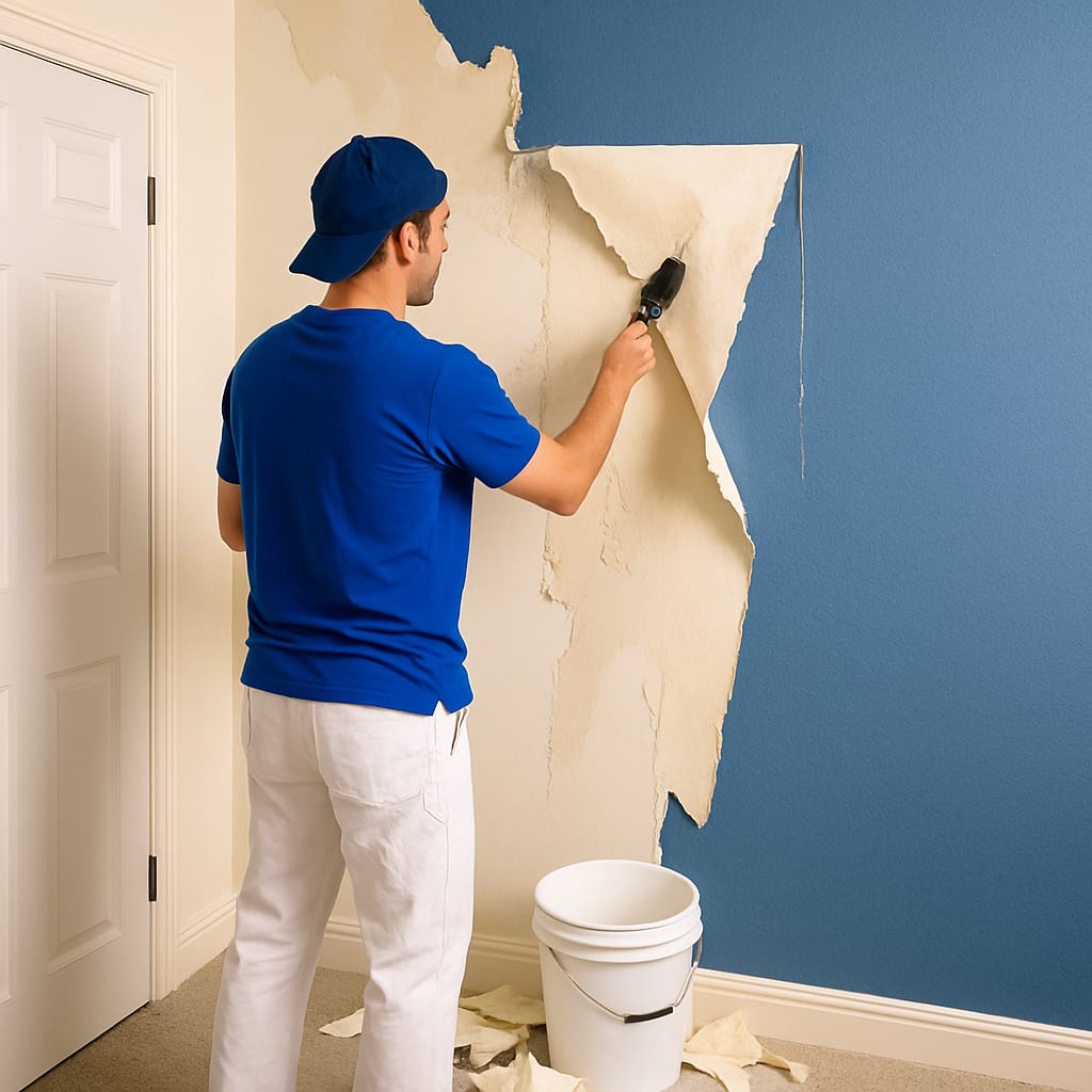 Wallpaper removal and repainting service